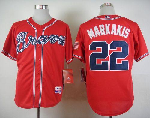 Braves #22 Nick Markakis Red Cool Base Stitched MLB Jersey